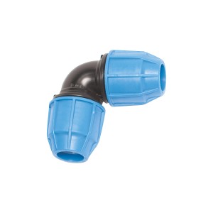 Coude à 90° LUX-TOOLS pour tubes PE, Ø 20 mm, bleu et noir, pour systèmes d'eau froide.