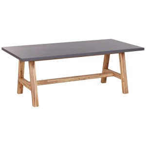 Grauer Beliani Gartentisch Tonnare mit Akazienholzbeinen, 75x100x200 cm.