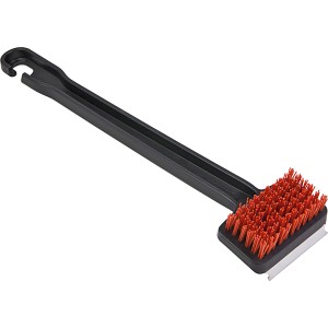 Spazzola per griglia Char-Broil Cool-Clean con manico nero e setole arancioni.