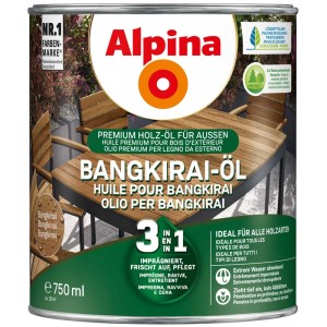 Alpina Bangkirai-Öl 750ml Dose für Holzpflege im Außenbereich.