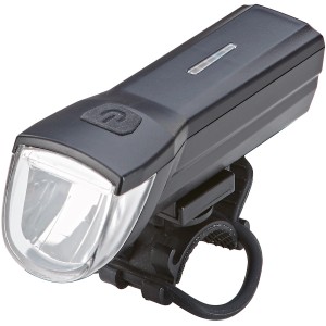 Phare de vélo à pile LED Prophete (15-30 lx) avec batterie et support.