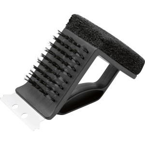Brosse de barbecue 3 en 1 Jamestown avec grattoir, poils et éponge pour le nettoyage.