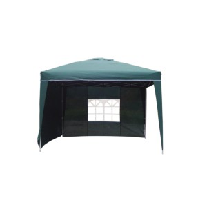 Gazebo pieghevole in alluminio verde, 300x300cm, con finestra e tetto idrorepellente.