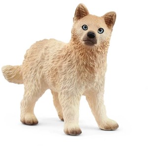 Schleich Wild Life Bébê Loup Arctique (14881) avec fourrure crème et yeux bleus, modèle détaillé.