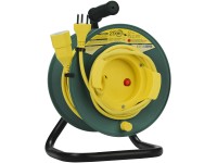 Powerroll Kunststoff-Haspel Kabelrolle Typ12 Olivgrün-Gelb 25 m