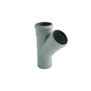 Marley HTEA-Derivazione Semplice 45° DN 40/40, tubo in plastica grigia per scarichi.