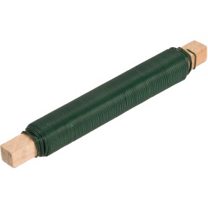 Fil de fer à ligaturer Conacord vert, Ø 0,65 mm, 40 m, enroulé sur bobine en bois, idéal pour le bricolage.