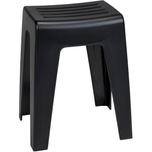 Tabouret de salle de bain noir Wenko Kumba en plastique, idéal pour la salle de bain et la maison.