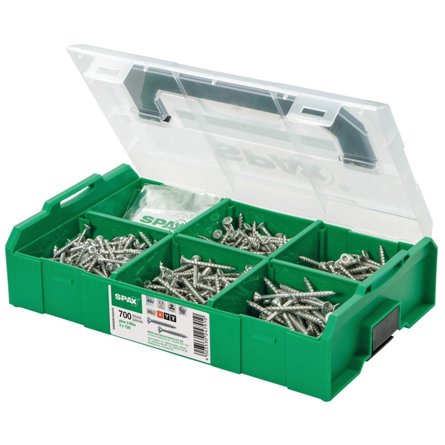 SPAX Elektriker Montagekoffer klein, T-STAR plus, 475 SPAX Halbrundkopf 75 Düb