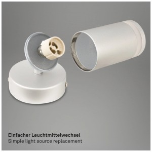 Briloner Strahler Rub GU10 Chrom, Leuchtenkopf abgenommen, für einfachen Leuchtmittelwechsel.