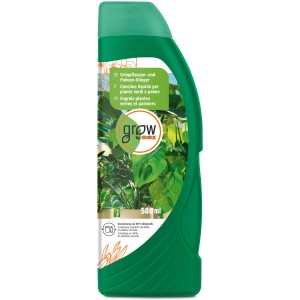 GROW by OBI fertilizzante per piante verdi e palme, flacone da 500 ml.