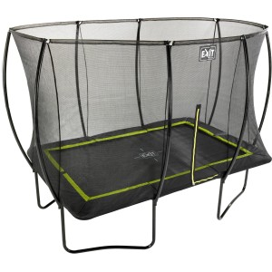 Trampolino da giardino nero EXIT Silhouette 244x366cm con rete di sicurezza.