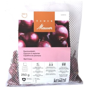 Samen Mauser cipolline Red Cross F1, rosso-viola, confezione da 250g.