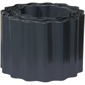 Bordure de pelouse Bellissa Wave, anthracite, 5m x 14cm, pour des bordures nettes.