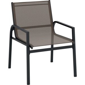 Chaise de l'ensemble de mobilier de balcon Tapena, acier/textile, noir-taupe.