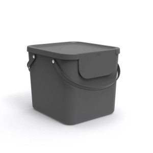 Cestino per riciclaggio Rotho Albula antracite con coperchio, 40 l.
