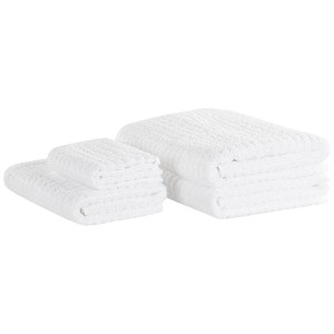 Set de serviettes Beliani Atai blanc, 4 pièces en coton, empilées.