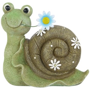 Grüne Deko-Schnecke (16,5 cm) mit Blume, ideal für Garten & Innenbereich.