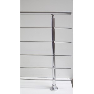 Kit de garde-corps Dieda en aluminium avec barreaux ronds horizontaux.
