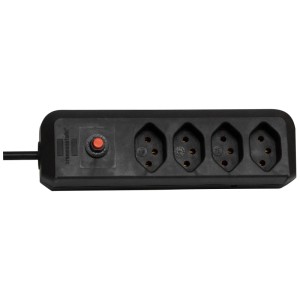 Multiprise Brennenstuhl cleverLINE, 4 prises, noire, câble 3m, avec bouton de réinitialisation.