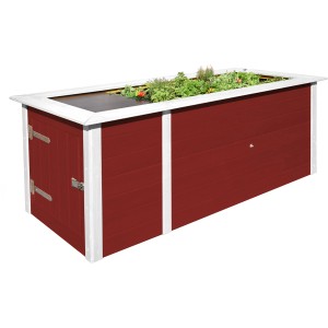 Letto rialzato Weka rosso 81x205x79 cm con armadio per giardino e terrazza.