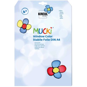 Kreul Mucki Window Color Folie, 3 Blatt DIN A4, zum Bemalen von Fensterbildern.