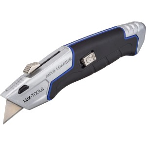 Cutter universale LUX Comfort, lama 50mm, con meccanismo di cambio rapido e 5 lame di ricambio.