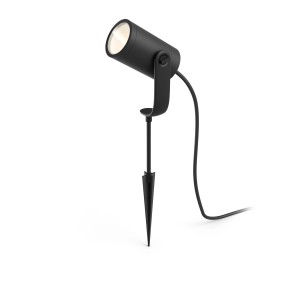 Schwarzer Philips Hue Lily LED-Gartenspot zur flexiblen Aussenbeleuchtung.