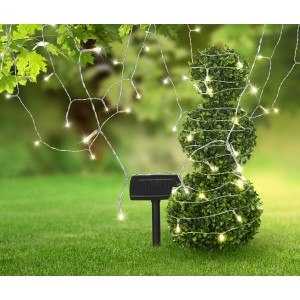 Catena luminosa solare Globo, 50 LED, nera, per decorare in giardino o sul patio.