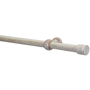 Gardinia Gardinenstangen-Set Shorty, Eiche Castell gekälkt, 160 cm. Holz-Gardinenstange mit Endstück und Halterung.