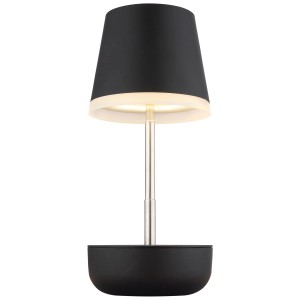 Lampe de table solaire LED noire Globo, hauteur réglable (13-25cm), idéale pour l'extérieur.