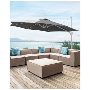 Beliani Ampelschirm Savona II Stoff Dunkelgrau Ø 295 x 254 cm