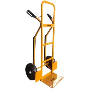 Carrello portapacchi Cartech in acciaio, portata 250 kg, giallo, con grandi ruote pneumatiche.