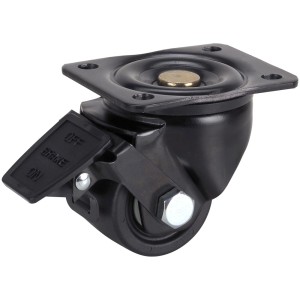 Roue pivotante noire Doerner + Helmer avec frein, Ø 7,5 cm, pour charges lourdes.