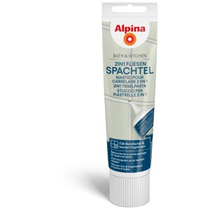 Alpina 2in1 Fliesenspachtel Bath & Kitchen, Tube zur Reparatur von Fliesen und Fugen.