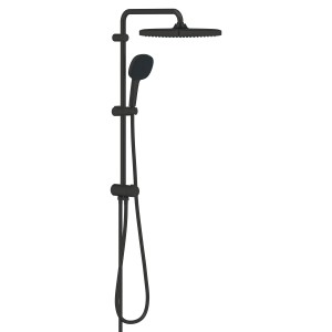 Sistema doccia nero Grohe Vitalio Comfort 250 Flex con soffione e doccetta per montaggio a parete.