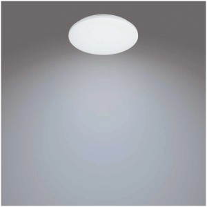 Plafonnier LED rond blanc Philips Izso Aio, diamètre 47 cm, avec télécommande.