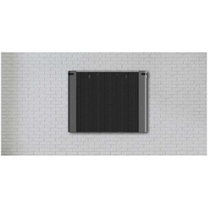 Radiateur céramique noir Sonnenkönig Maximo 10 monté sur un mur blanc.