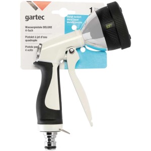 Pistolet à eau Gartec Aquajet Deluxe 4 jets, métal laqué, blanc/noir.