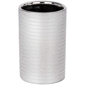 Wenko Zahnputzbecher Polaris, verchromt, aus Keramik in Silber. Edles Bad-Accessoire.