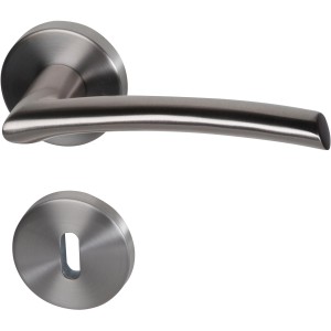 Set rosetta Olymp-R, ferramenta per porte interne color acciaio inox.