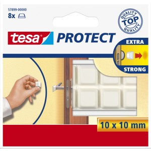 Tesa Protect paracolpi, 8 pezzi, bianco, autoadesivo, per mobili e pareti.