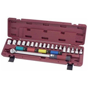 Set chiave dinamometrica Kraftwerk (23 pezzi) in valigetta con bussole e inserti esagonali.