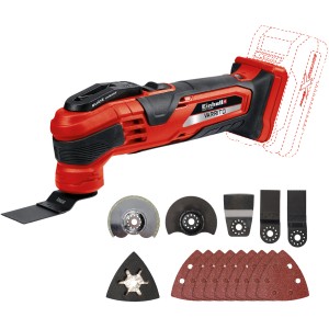 Outil multifonction sans fil Einhell Varrito (sans batterie/chargeur) avec accessoires pour scier, poncer et gratter.