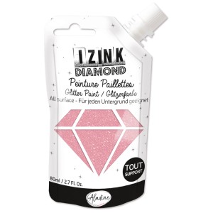 Aladine Diamond Puderrosa Glitzerfarbe (80ml) in Quetschflasche für Malprojekte.