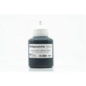 Pébéo Ecogouache Plakatfarbe, Elfenbein-Schwarz, 500ml Flasche. Halbflüssige Farbe für Papier, Pappe und Leinwand.