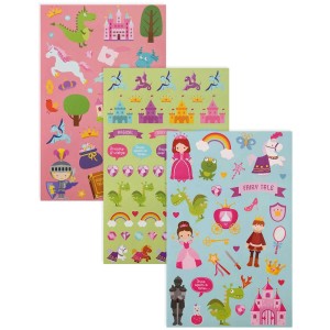 Livre de stickers Conte de fées avec 6 feuilles de stickers en papier pour le bricolage et la décoration.