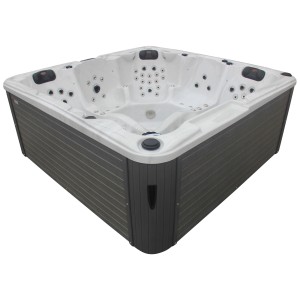 Spa extérieur Sonnenkönig Aruba Blanc : Bain à remous carré avec habillage gris et intérieur blanc.