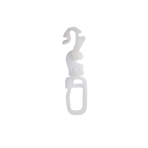 Cursore per tende Click in & out bianco con gancio girevole per binari per tende.