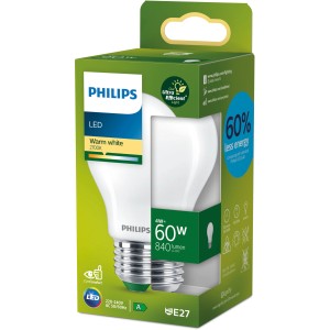 Ampoule LED Philips E27, 4W, forme classique, mat. Économe en énergie et durable.